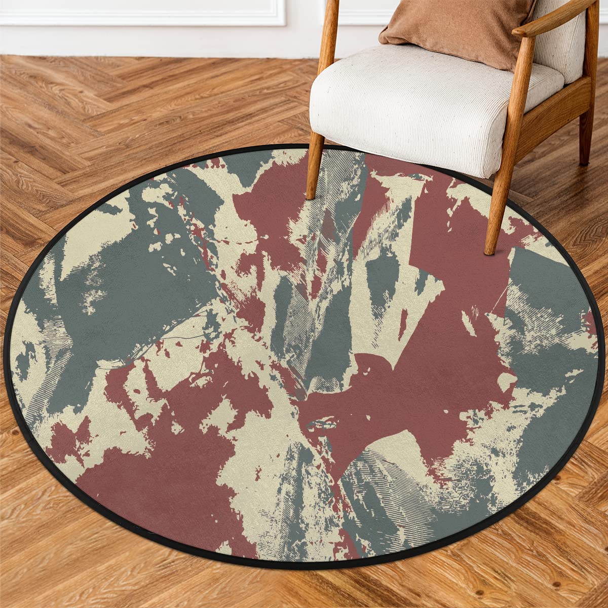Color Creative Background Tapis rond lavable en machine, motif camouflage, antidérapant, doux, pour salon, canapé, chambre d'enfant, décoration de chambre d'enfant 0,9 m