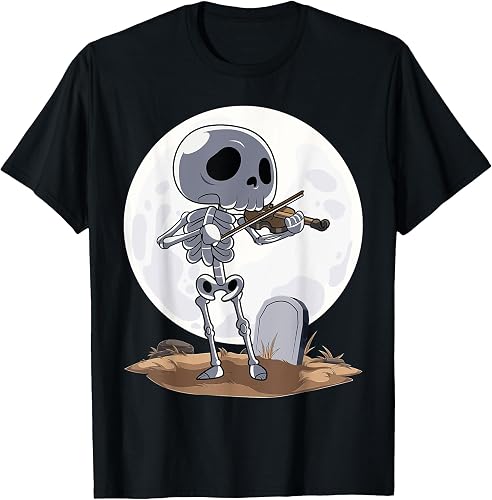 Skeleton Moon Violin Shirt - Magical Maestro Spooky Sonata