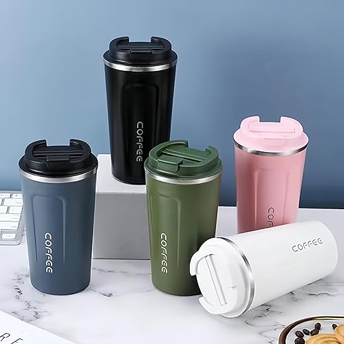 Miniatura 6 de Taza de café de acero inoxidable 304. Duradera, a prueba de fugas. Se adapta al hogar, oficina, al aire libre. Opciones de 12 oz17 onzas, varios