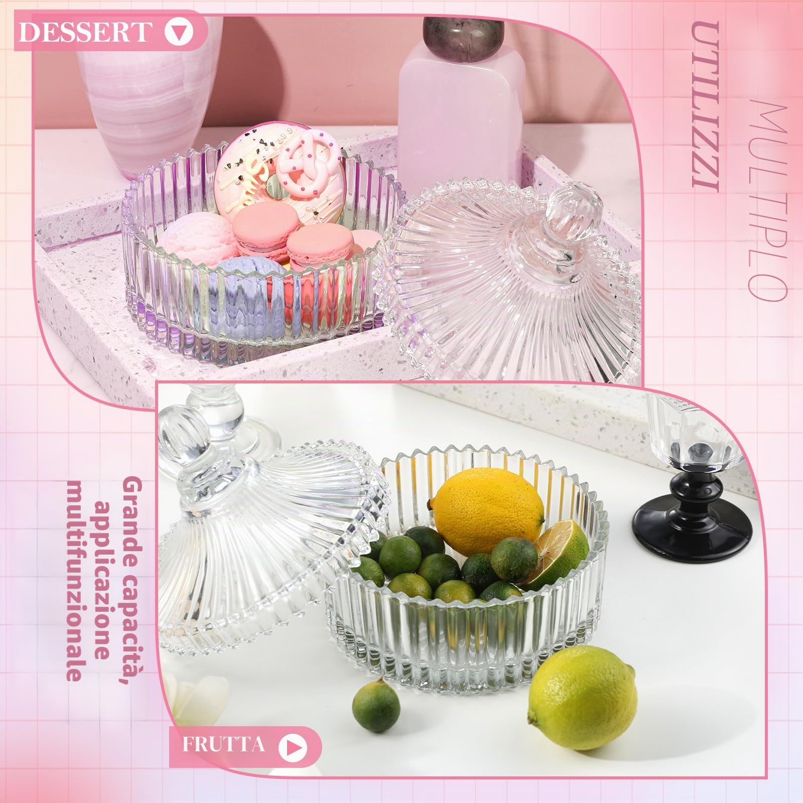 2 spugnette extra large per cipria e contenitore, per spolverare le donne | 6 pollici oversize, morbido velluto lavabile, con custodia in cristallo, trucco bagnato asciutto, rosa