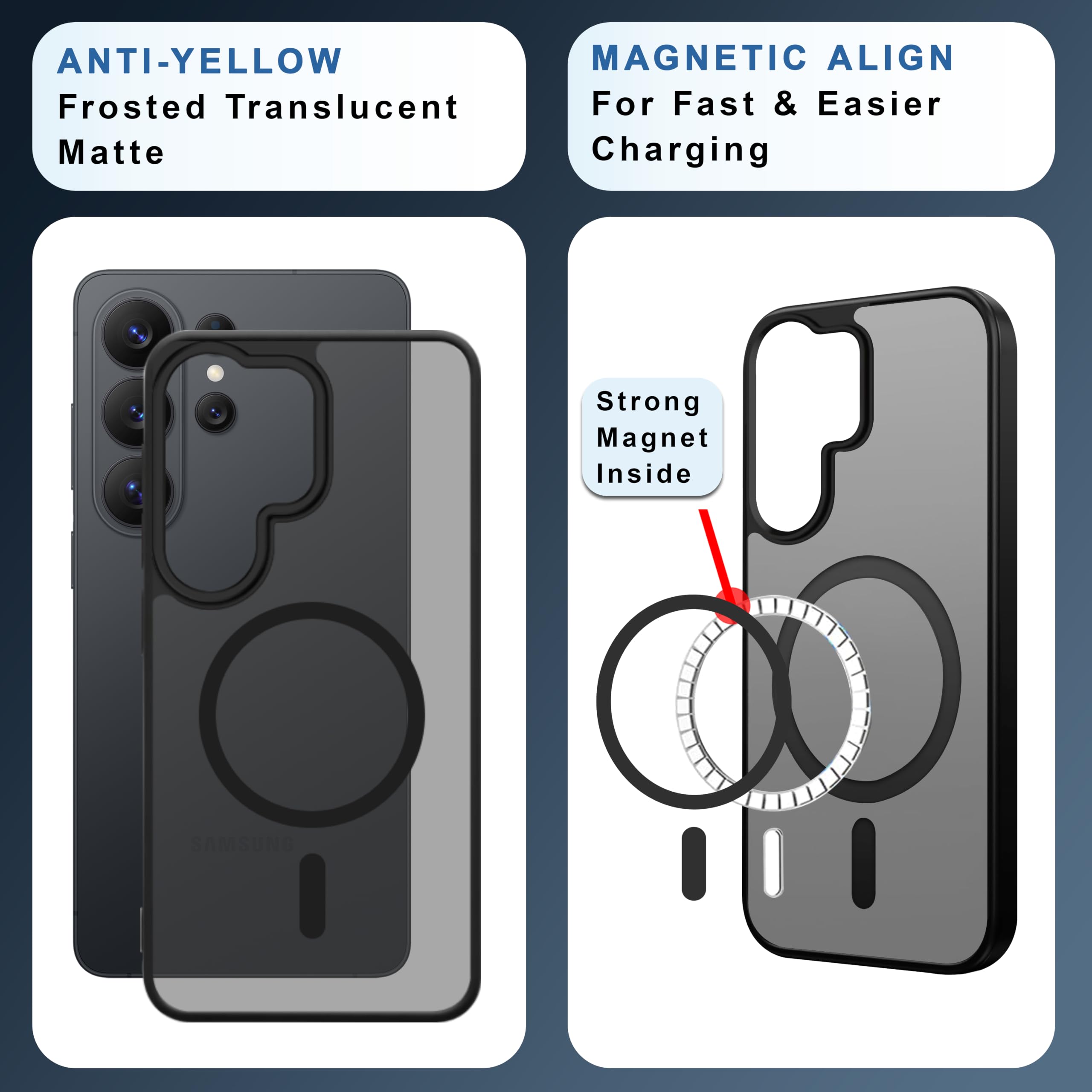 CEDO Magnetic Cover for Samsung Galaxy S26 Ultra | Compatible with MagSafe Wireless Charging | Matte Black Case Designed with Magnetic Lock Shockproof Edge Protection Backcover (Translucent Black) — Amazon image 6