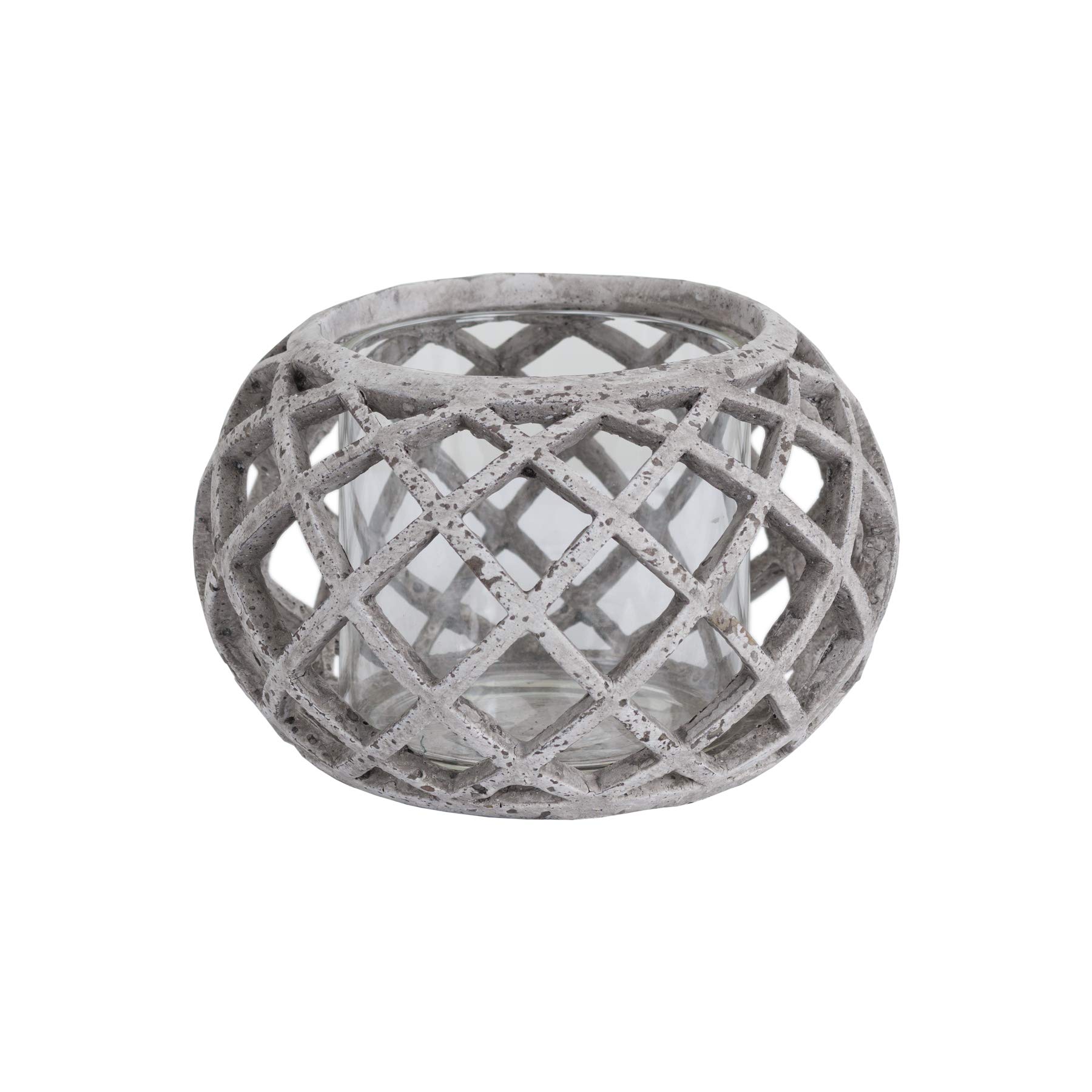 Hill 1975 Round Ceramic Lattice Hurricane Lantern