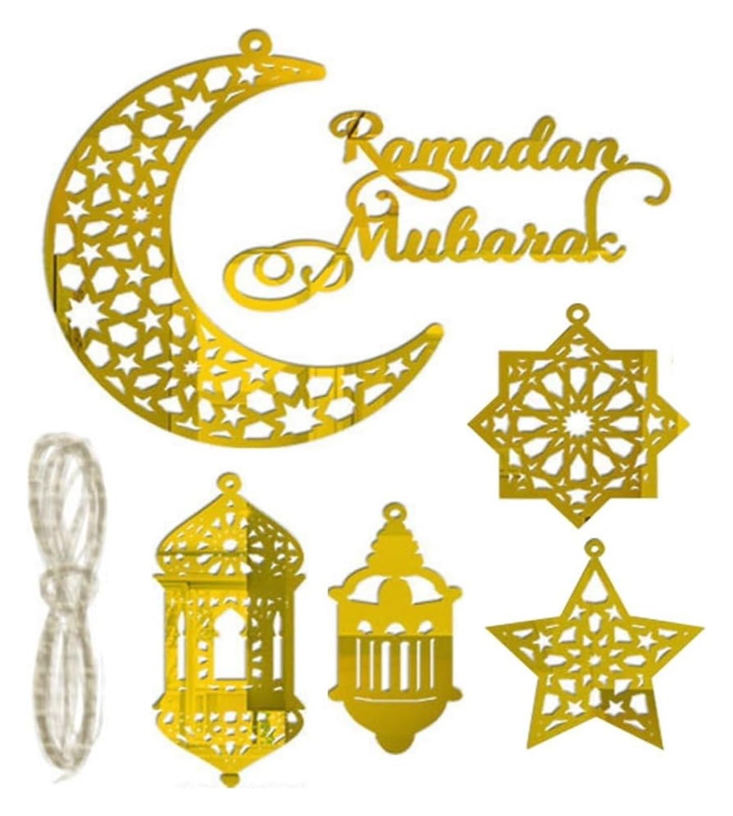 Ptrecniok Ramadan Decorations For Home Table， 1set Acrylic Ramadan Decoration Eid Mubarak Pendant Ornaments
