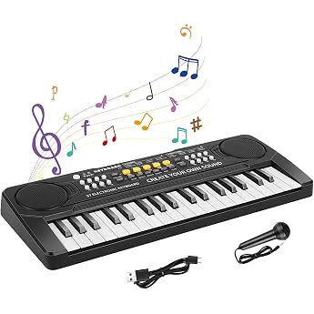 Childrens Keyboard Digital Piano 37 Keys Childrens Piano with Microphone Electronic Keyboard Training Toy Gifts for Boys/Girls/Beginners for Children from 3 4 5 6 7 8 Years