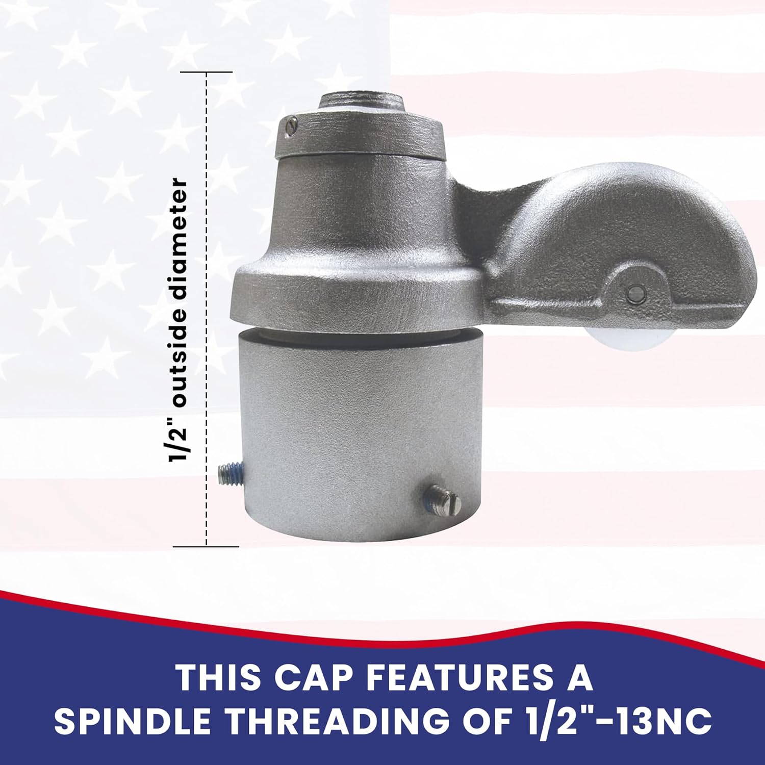 Super Tough USA-Made Cap Style Revolving Truck | Premium Cast Aluminum Construction | Single Pulley Rtc-1 Series 2 3/8" Designed for External Halyard Poles | Flagpole Accessory, Silver Or Clear