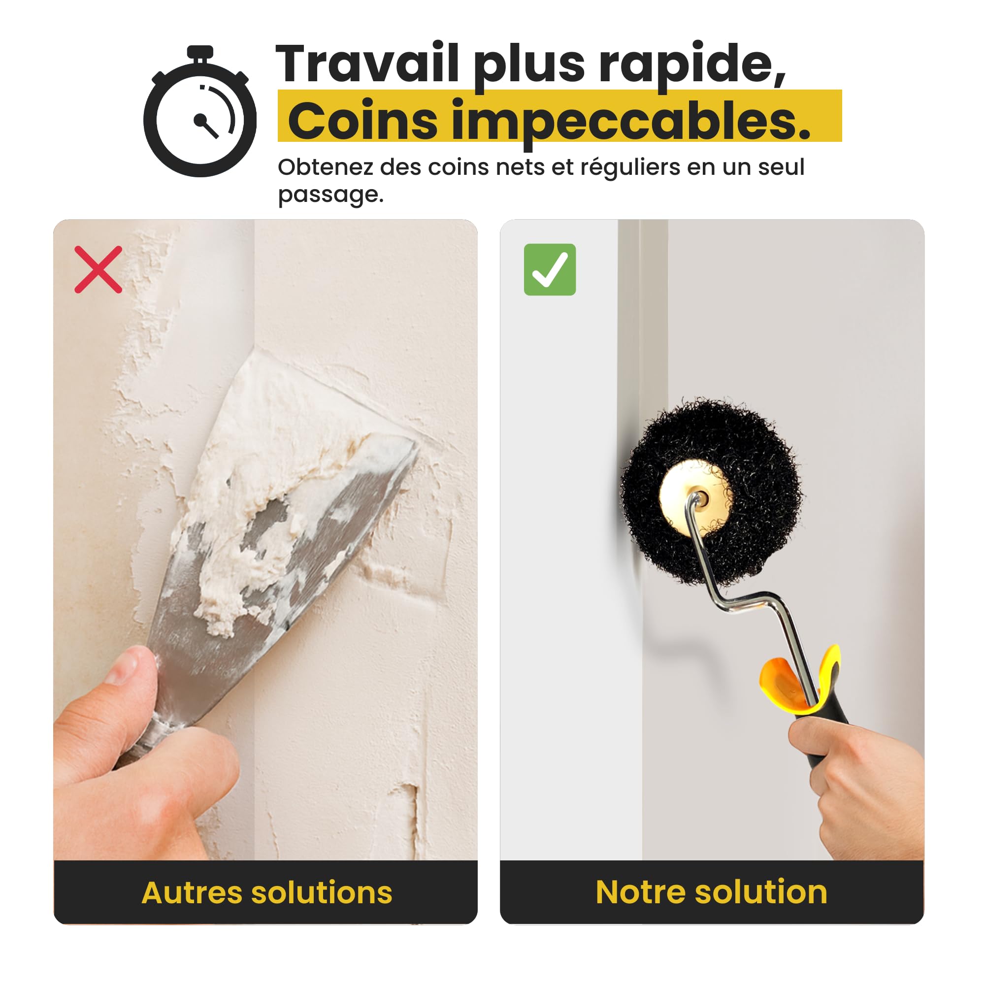 Rouleau d’Angle à Enduit | Application Rapide et Uniforme | Pour Bandes Joints et Angles Placo | Outil Plaquiste pour Murs et Plafonds