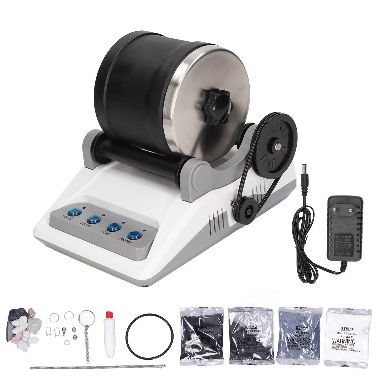 Rock Tumbler Kit, DIY Stone Polishing Toy z Raw Gemstones Polerowanie zamek ABS Metal Polishing Machine dla dorosłych dzieci, ()