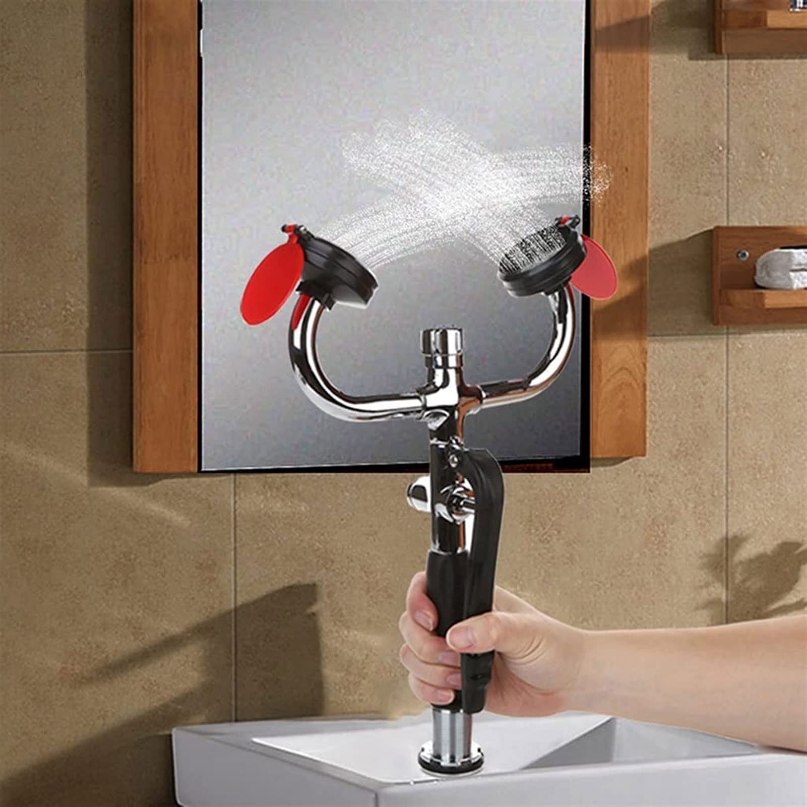 Station de lavage oculaire portative Station de lavage oculaire à pulvérisation murale Douche de sécurité d'urgence pour laboratoire Équipement de douche de rinçage oculaire industriel (24 cm)