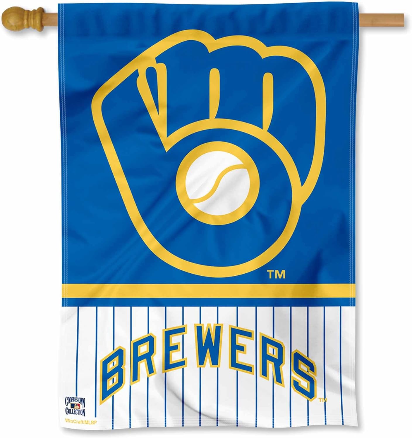 Milwaukee Baseball Pinstripes Glove Double Sided Sided Banner Flag