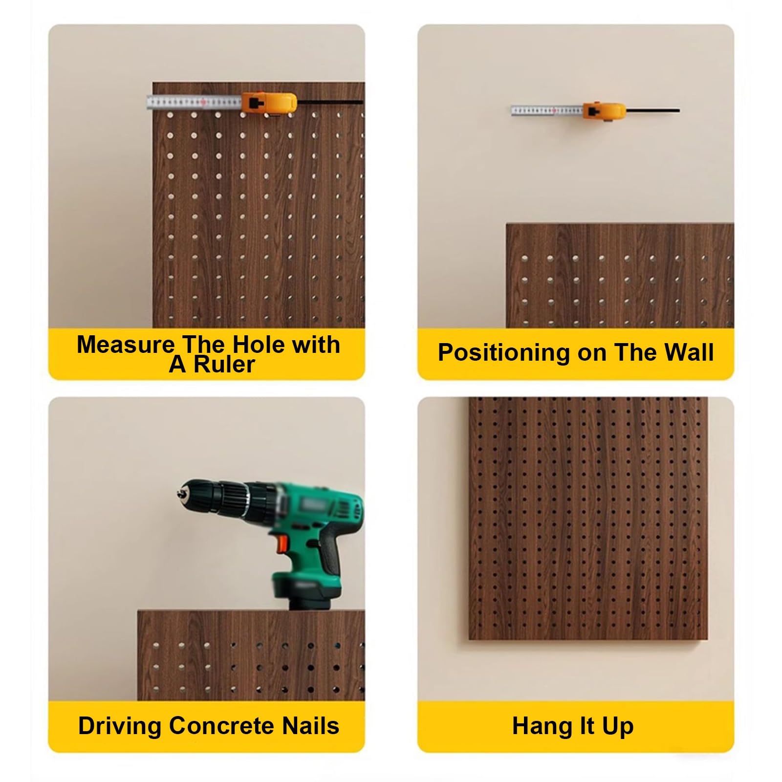 Lochwand Aus Holz für Schlafzimmer, Arbeitszimmer, Büro, Badezimmer, Wandmontage, Stabile Stecktafel mit 3 Ablagen und 11 Kleinen Zubehörteilen(White)