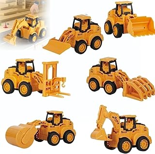 6Pcs Press and Go Engineering Car Toys, Construction Trucks, Friction Powered Kids Dumper Truck,Bulldozers,Forklift,Tank Truck, Asphalt Car, Educational Engineering Children Toy Set