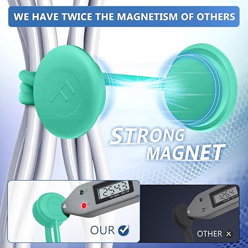 Miniatura 4 de Bridas magnéticas para cables, organizadores de cables magnéticos de silicona reutilizables para agrupar, clips de refrigerador, marcadores de