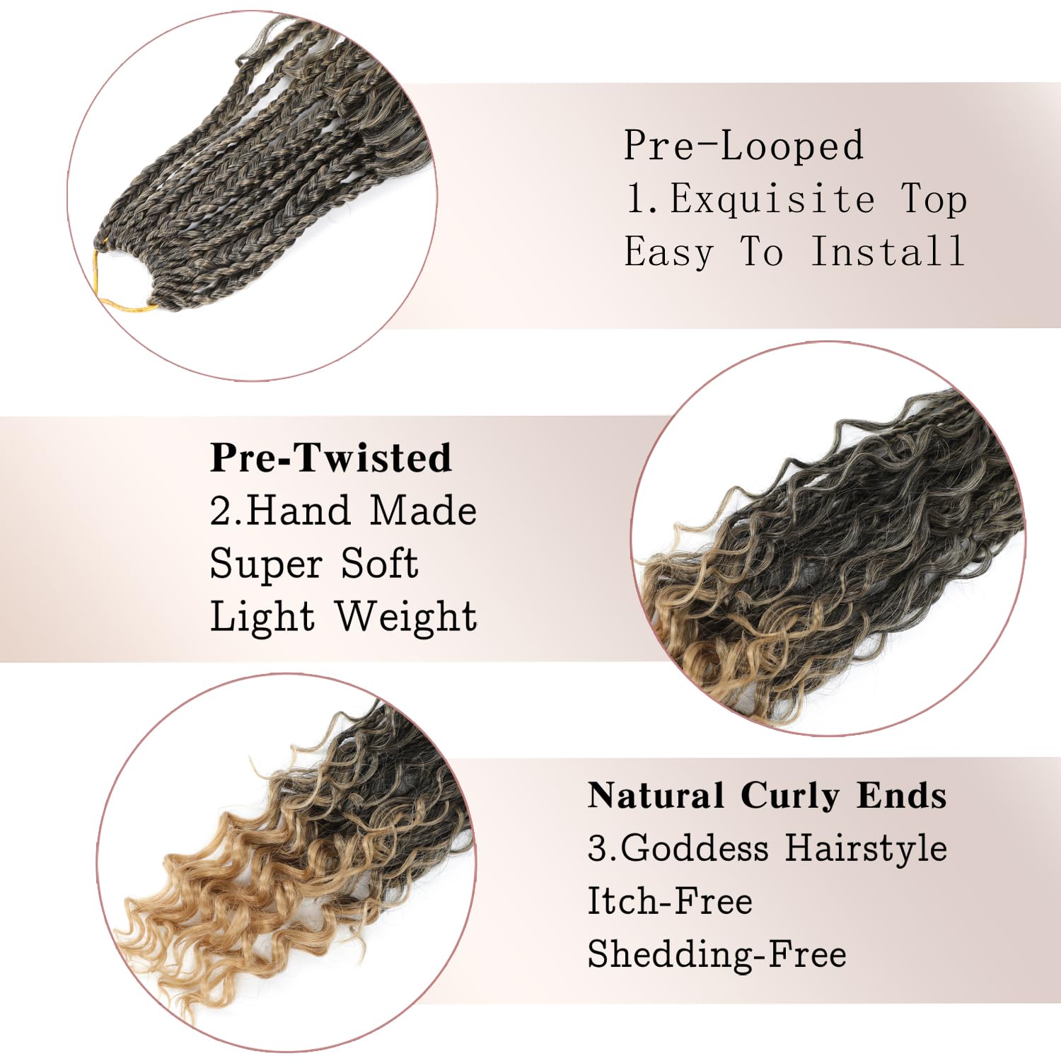 Boho Goddess Crochet Box Braids Hair Extensions for Black Women with Curly Ends 18 Inch 8 Packs (T/27), 18 Inch (Pack of 8) - Image 4