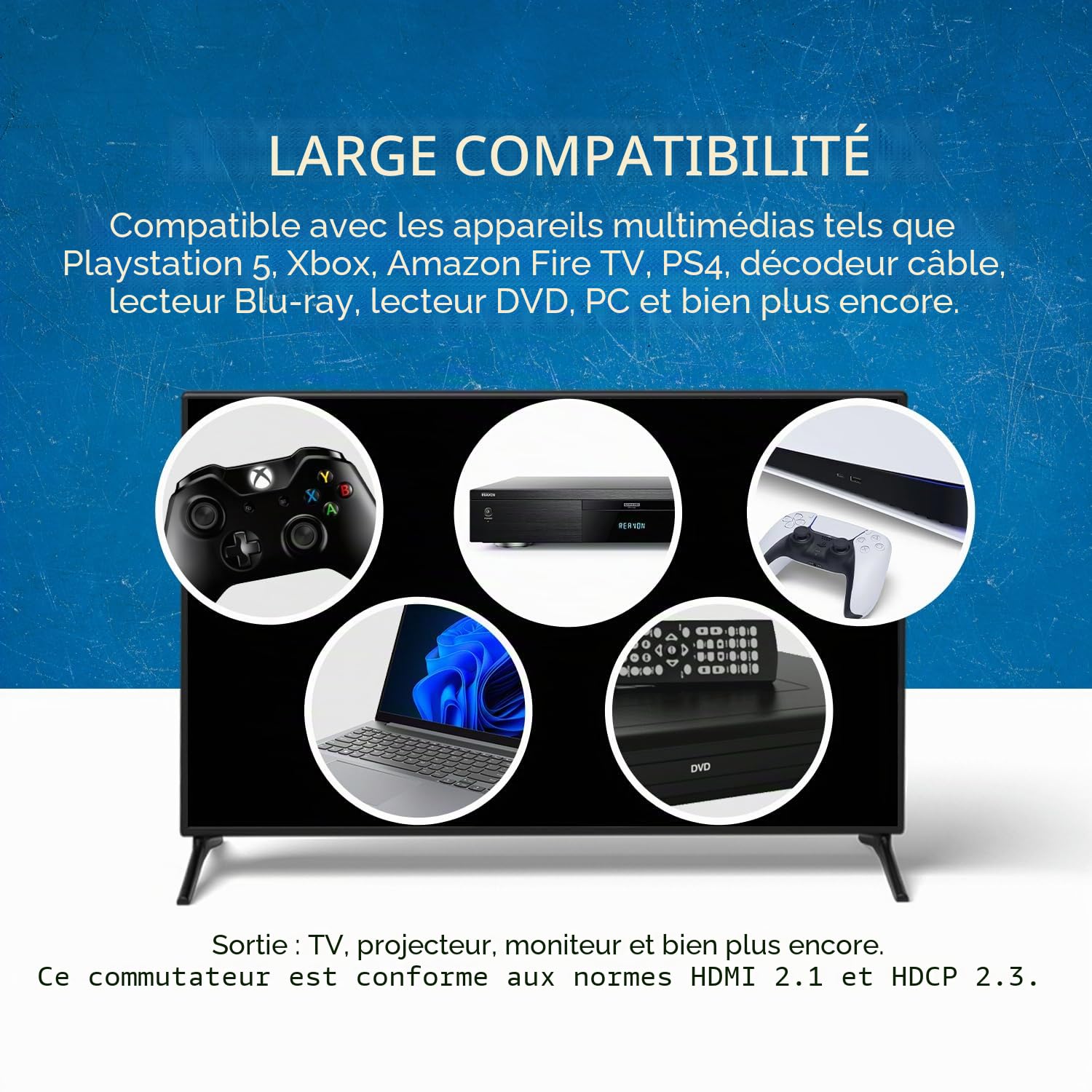 OREI 8K eARC HDMI 2.1 Switch 4 x 1, commutateur avec extracteur Audio UltraHD Prend en Charge jusqu'à 4K @ 120 Hz PS5, Jeux, télécommande Contorl IR EDID HDCP 2.3 - Sortie Optique, écouteurs L/R