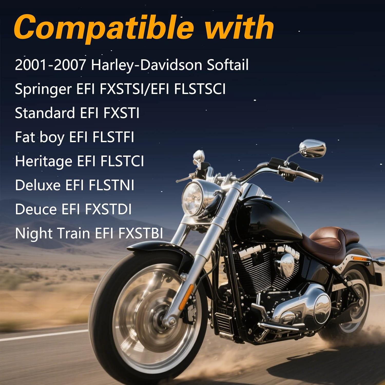 EFI Fuel Check Valve Assembly Compatible with Harley-Davidson Softail Fat boy/Heritage/Deluxe/Deuce/Night Train/Standard/Springer 2001-2007 Replace# 62189-01A