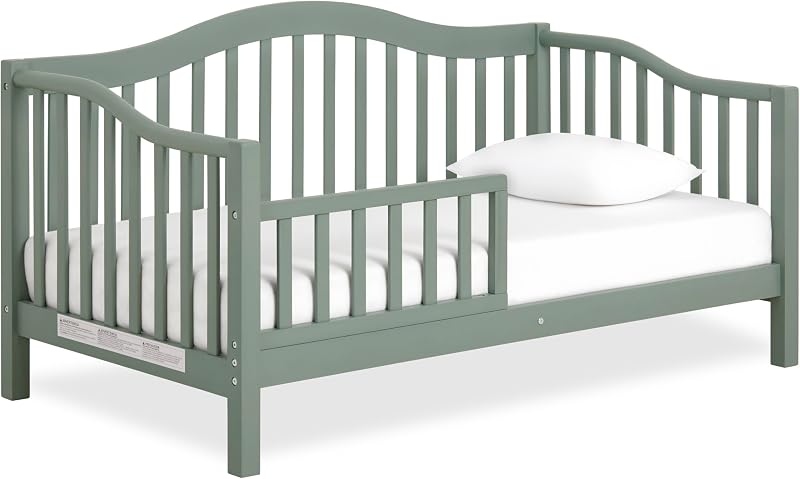 Dream On Me Austin Wooden Toddler Day Bed for Kids, Meadow Green | GREENGUARD Gold Certified & BSA Verified, Low-to-Floor Design, Removable Safety Guardrail, Solid New Zealand Pinewood