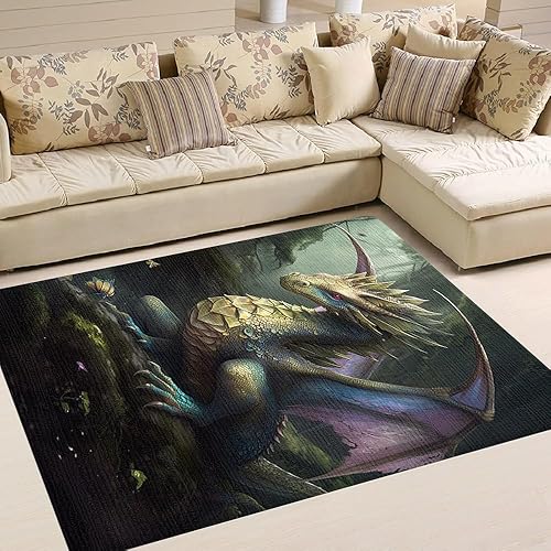 Vista 24 de Alfombra de dragón personalizada, con estampado de dragón de galaxia brillante, tapete grande de 5 x 8 pulgadas para sala de estar, dormitorio