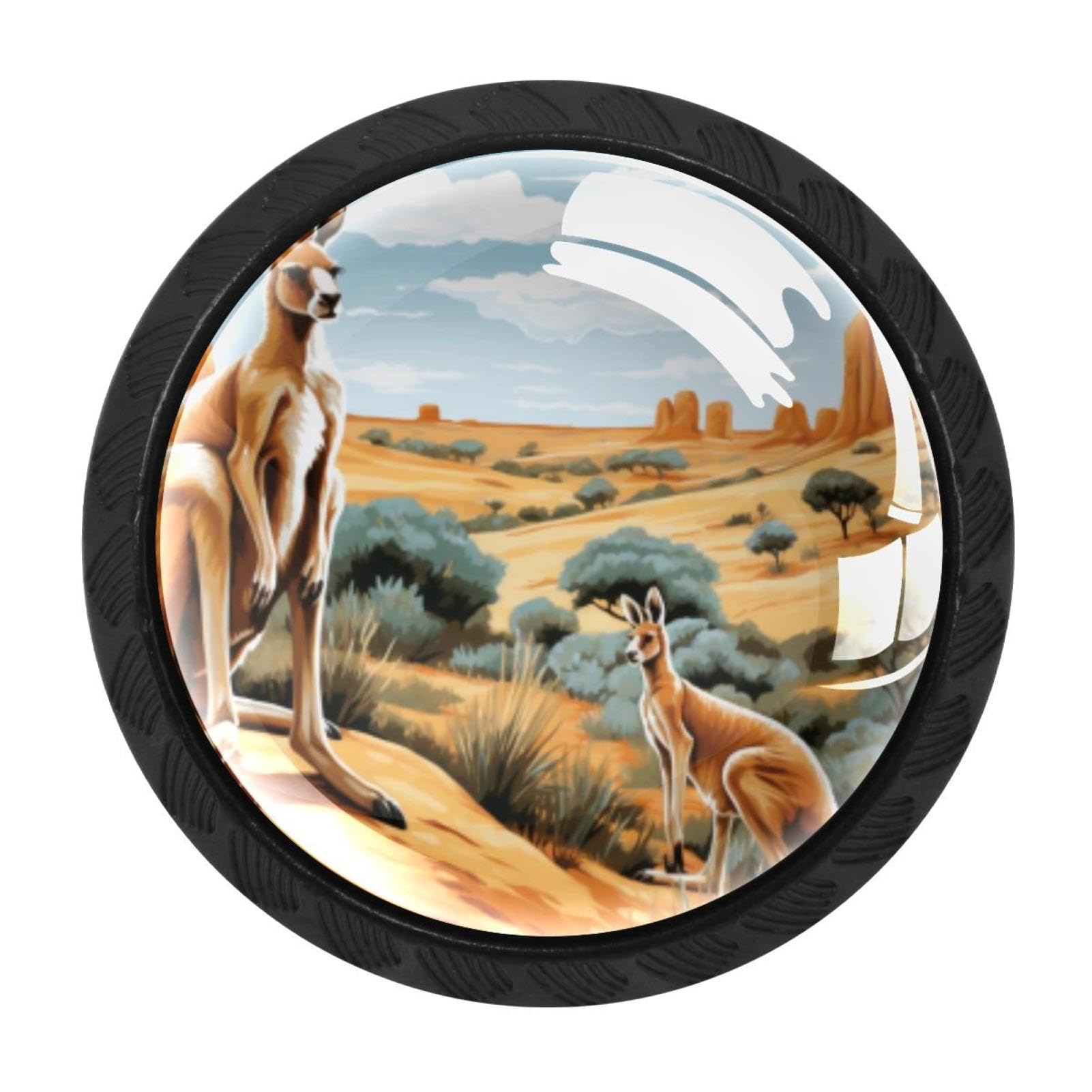 CHENZZZZ Kangaroo Drawer Knobs 4 Pack Crystal Dresser Knobs 35mm Glass Cabinet Knobs for Home Office Bathroom
