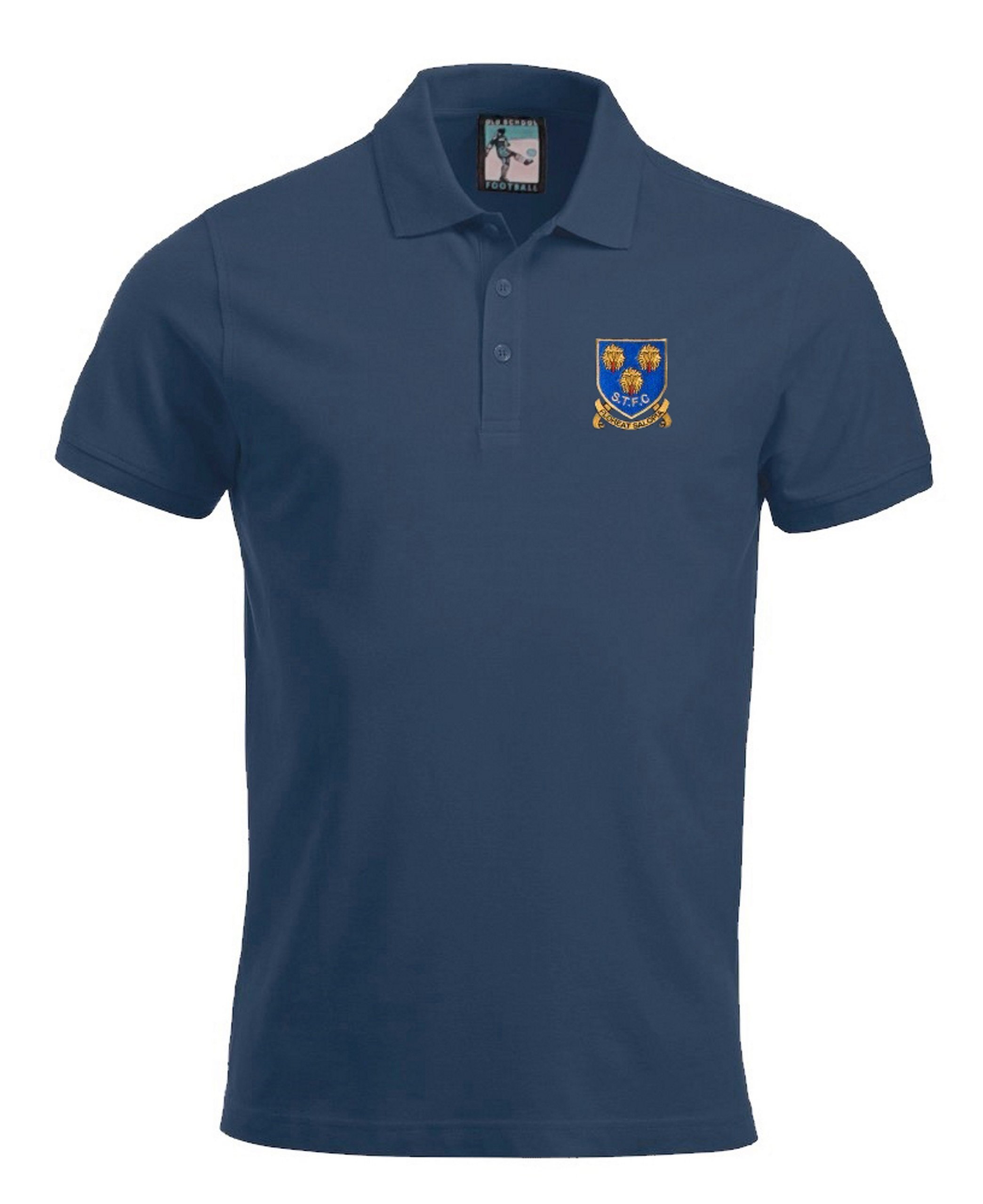 Shrewsbury 1993-2007 Retro Football Polo Embroidered Logo Navy Blue