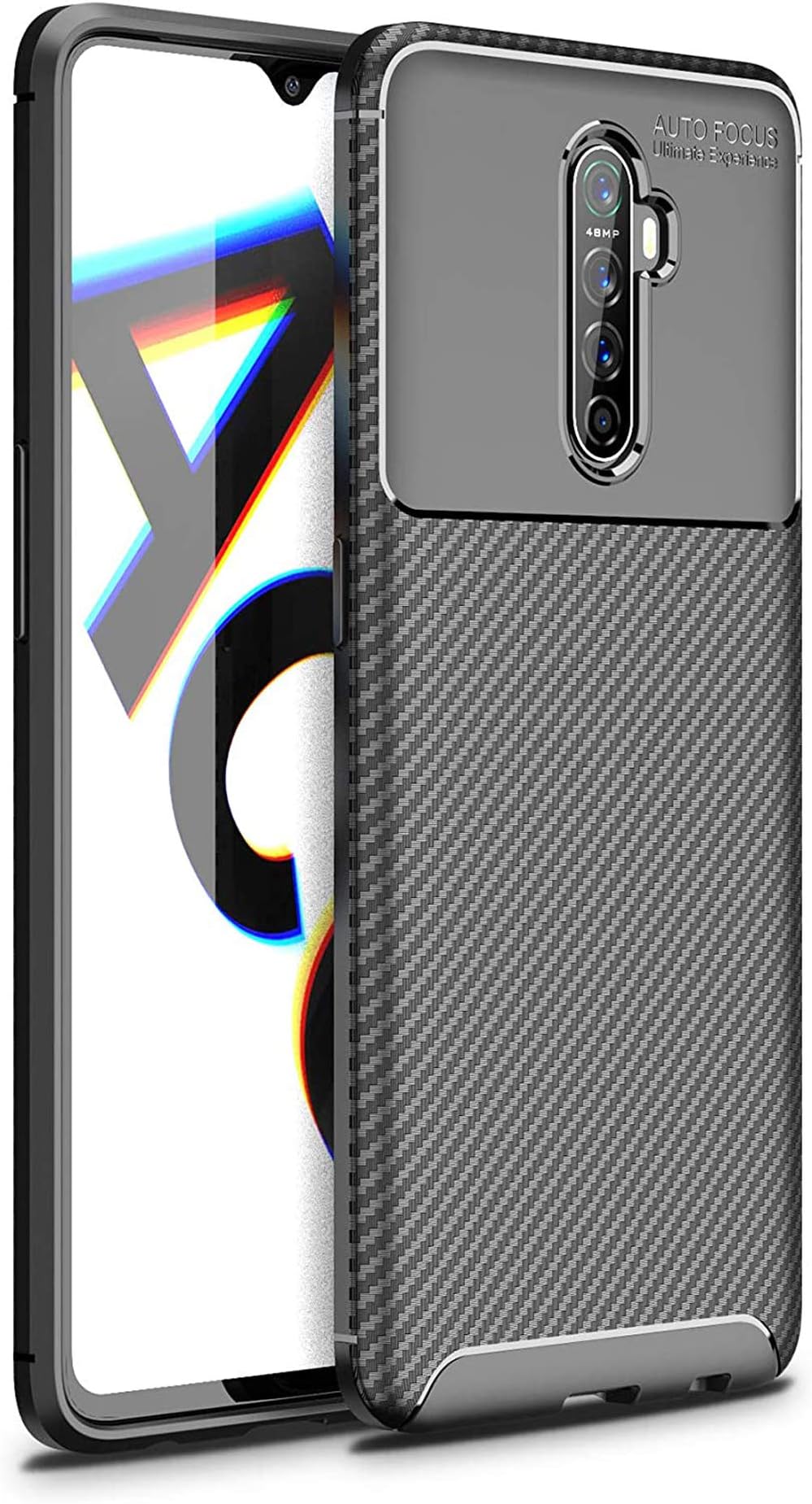Diman Realme X2 Pro Case + Tempered Glass, Shockproof Bumper Protection Ultra-thin Soft Silicone Case for Realme X2 Pro, Black