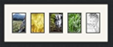 Collage Photo Frame Double Mat with 5-3.5x5 Openings and Satin Black Frame