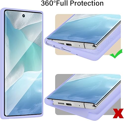 Miniatura 7 de NUIMADL - Funda para Samsung Note 20, silicona líquida, fina y suave, funda a prueba de golpes, resistente a caídas y arañazos (morado)