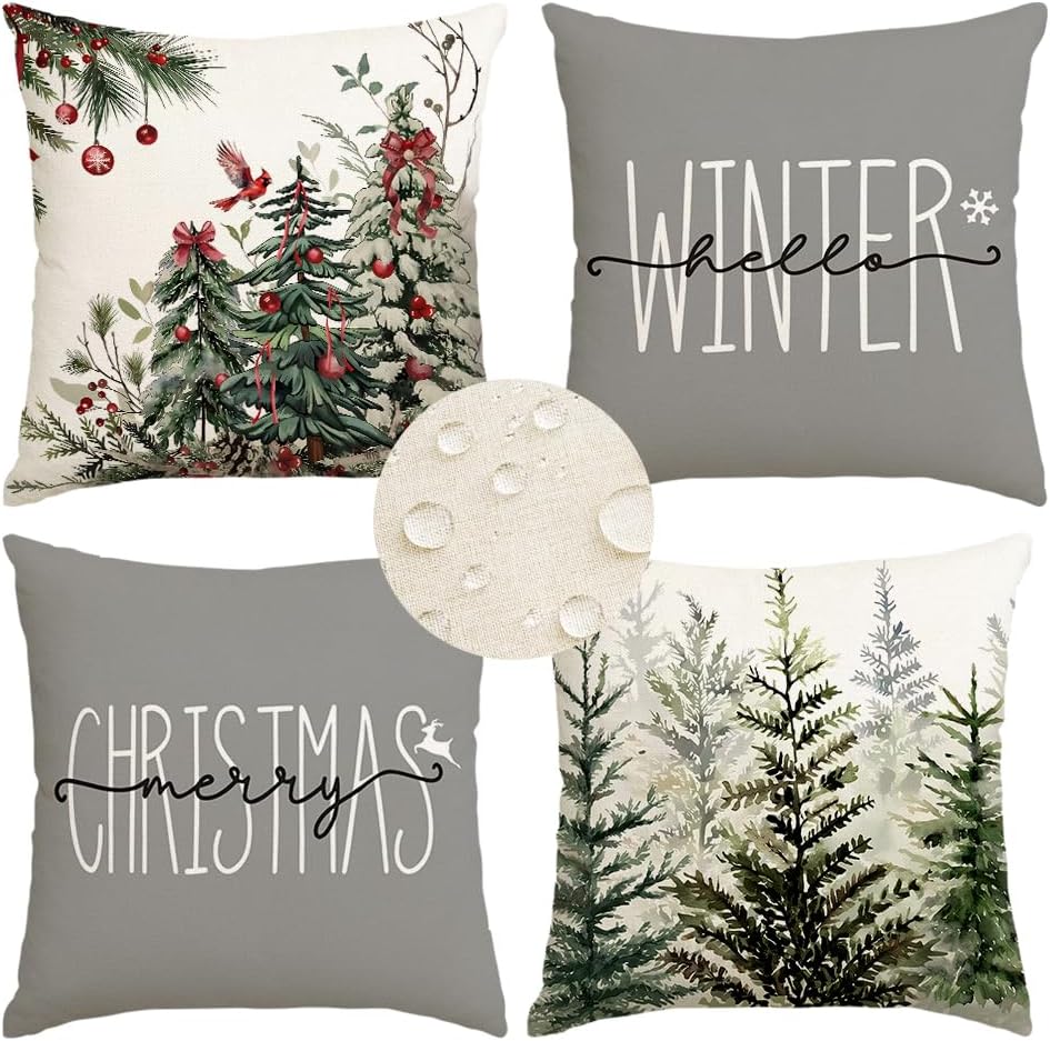 Amazon.com: RABUSOFA Christmas Pillow Covers 18x18,Outdoor Christmas ...