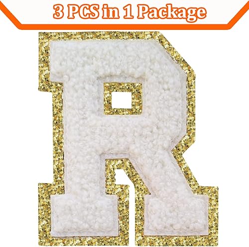 Miniatura 332 de Parches de letras termo-adhesivas de felpilla para chaquetas, parches de letras universitarias con brillantina para planchar en la letra azul A