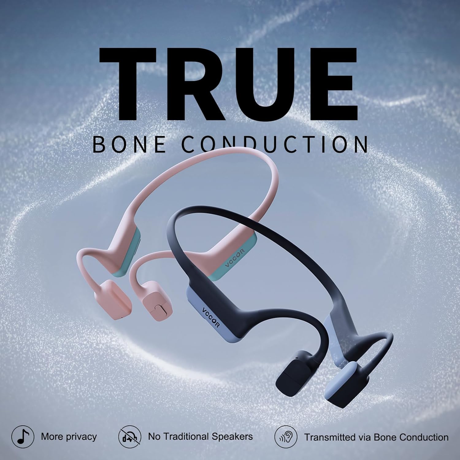 Open-Ear Bluetooth Sport Headphones Grey, Bone Conduction Wireless Earphones