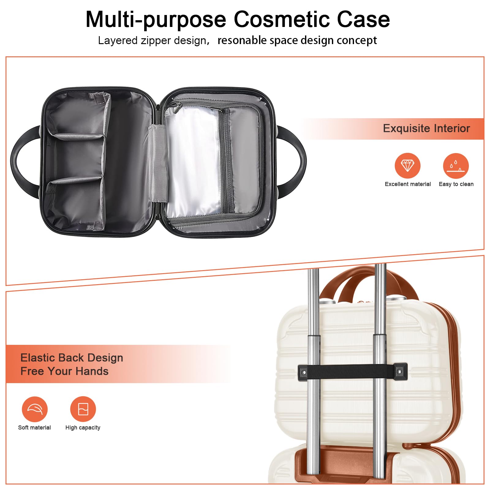 14 Inch Hard Shell Makeup Train Case Portable PC+ABS Mini Suitcase