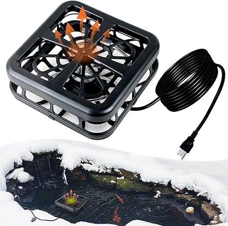 1500 Watt Pond Heater, Floating Pond Heaters for Outdoor Ponds with Fish, Water Trough Stock Tank Heater Deicer, Automatic Thermostatic Control with LED Indicator, 11.8 Ft Cord, Black (1500W)