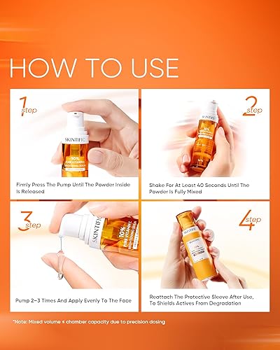 Miniatura 7 de Suero iluminador de vitamina C fresca de doble cámara para cara, suero de polvo Vit C 10% puro, corrector de manchas oscuras, a prueba de oxidación