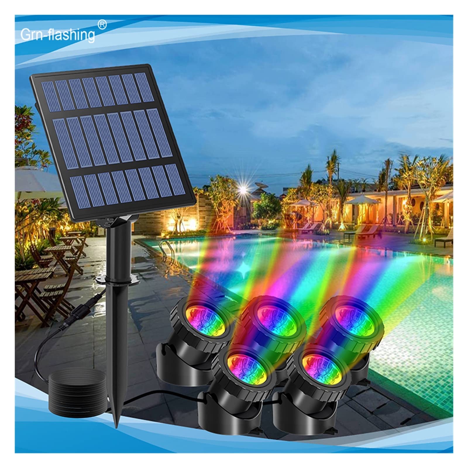 Luce subacquea a energia solare for piscina Lampada da esterno impermeabile for esterni giardino a LED Faretti solari Basso Consumo Energetico(1 to 2)