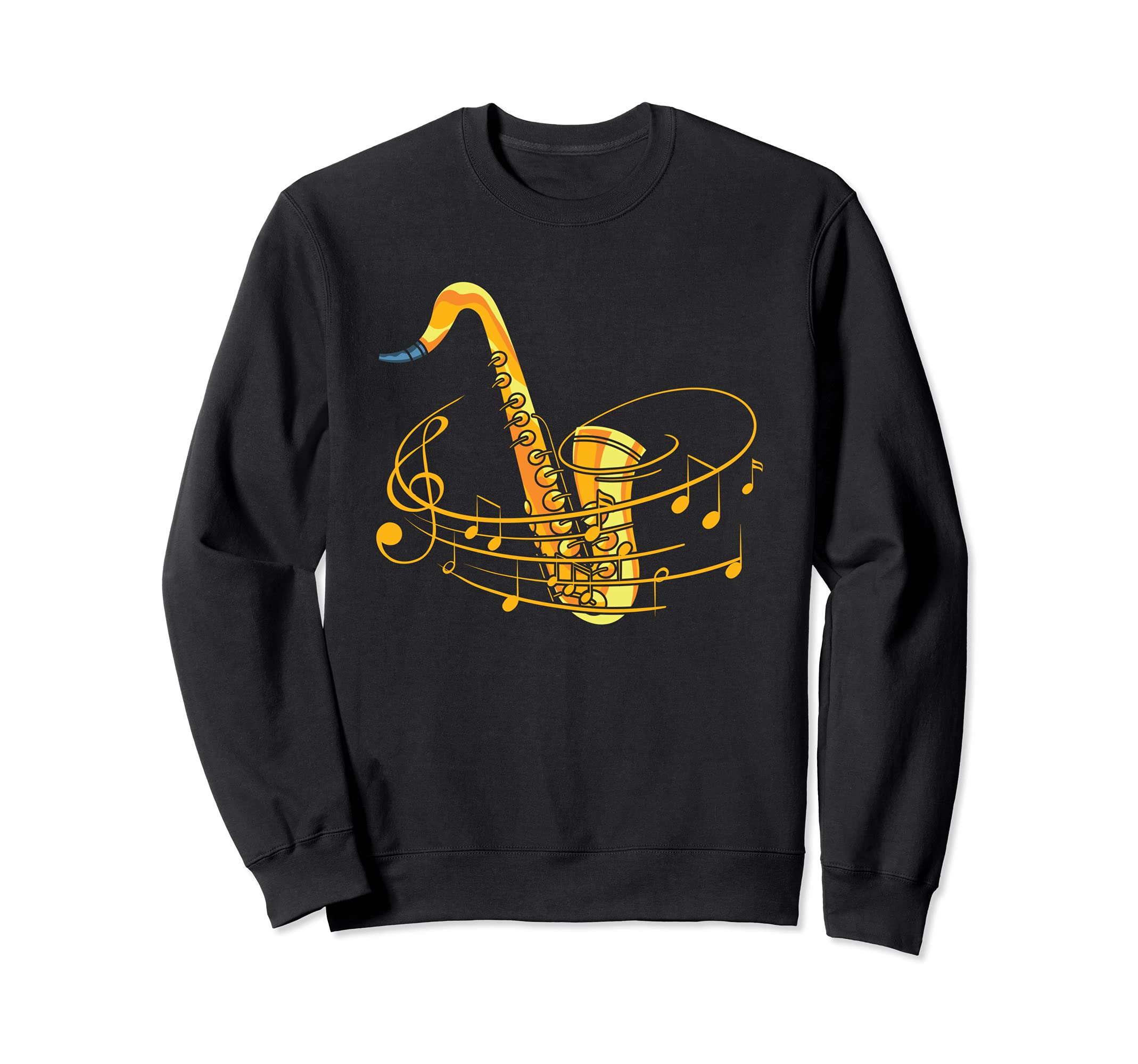 Musician Saxophonist Jazz Music Notes Sax Player Saxophone Sweatshirt, Black