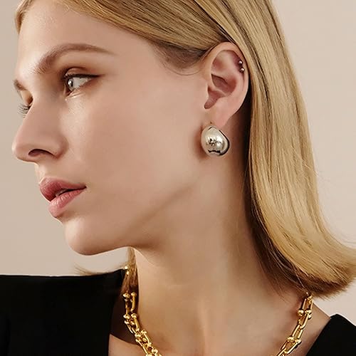 Miniatura 6 de Chunky Gold Hoop Earrings for Women 18K Gold Paperclip Oval Hoop Earrings Gold Square Hoops Small Chunky Earrings Gold Jewelry Gift