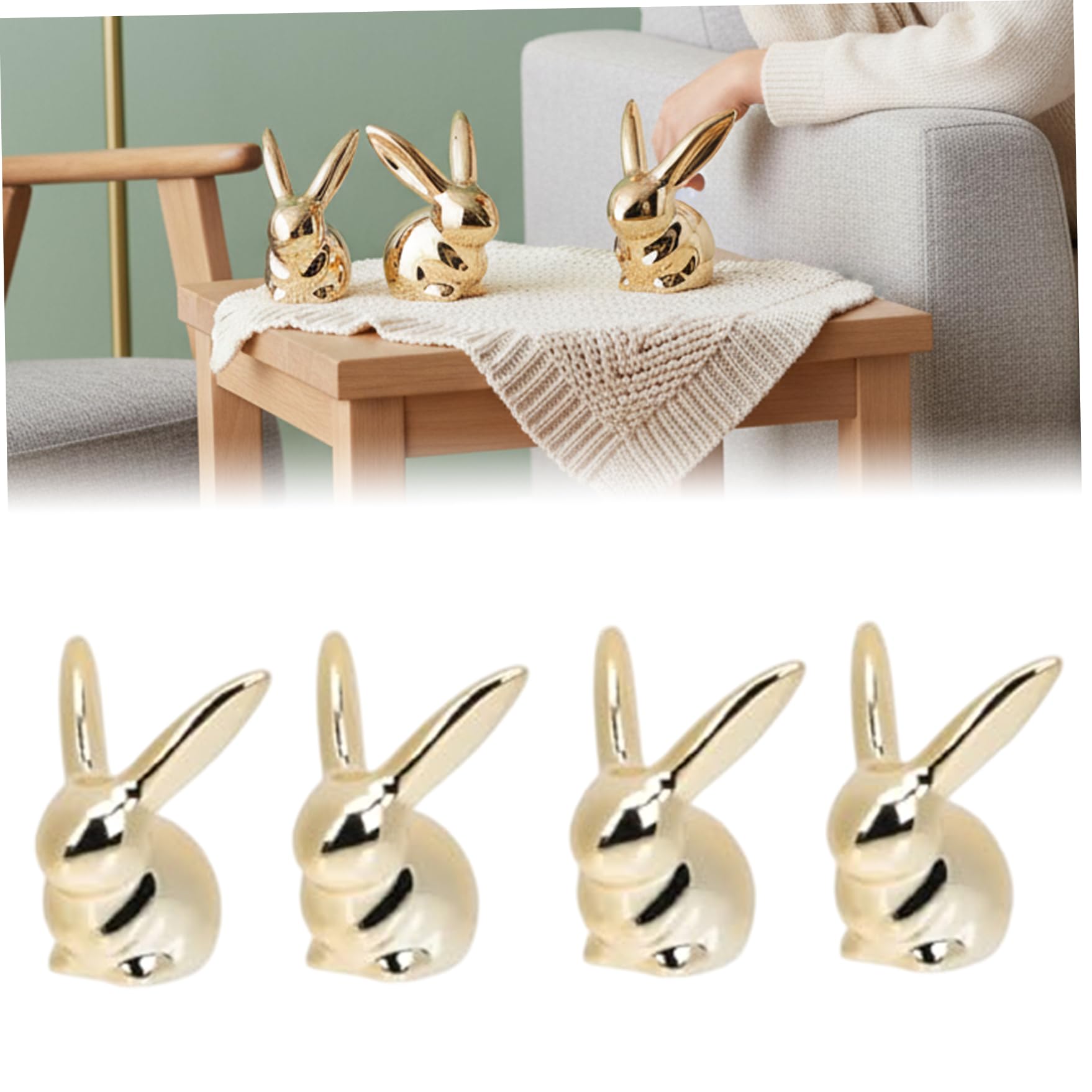 Figurines de lapins en céramique style nordique pour embellir votre bureau