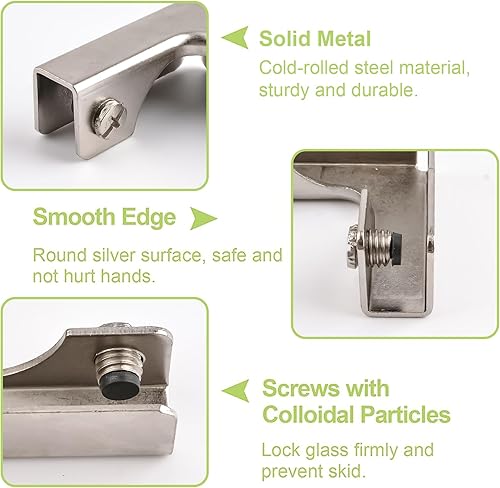Miniatura 4 de Conector de vidrio, 4 abrazaderas de vidrio de acero laminado en frío, conectores de vidrio de 2 vías, soporte de clip sin borde para fijación o