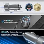 USB C Car Charger, Bangfun 36W Dual USB Car Charger Adapter PD&QC 3.0 Fast Charge Car Phone Charger 12V Cigarette Lighter Adapter Plug for iPhone 16/15/14/13/12/11 Pro Max, Samsung A13/A53/A54 (Grey)