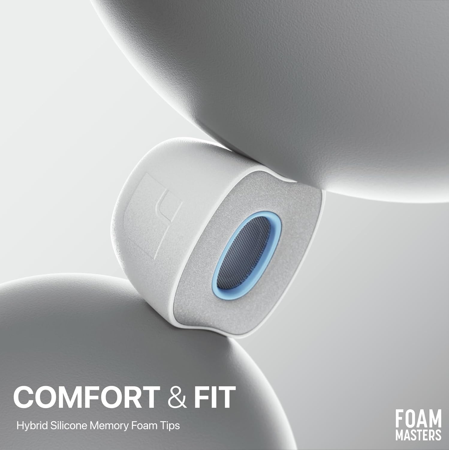 Ultra-Premium Silicone-Memory Foam Ear Tips for AirPods Pro 1st and 2nd Gen | Ultra Secure for Athletes | Comfortable | Better Sound | by Foam Masters SportMagic (White, Assorted S/M/L)