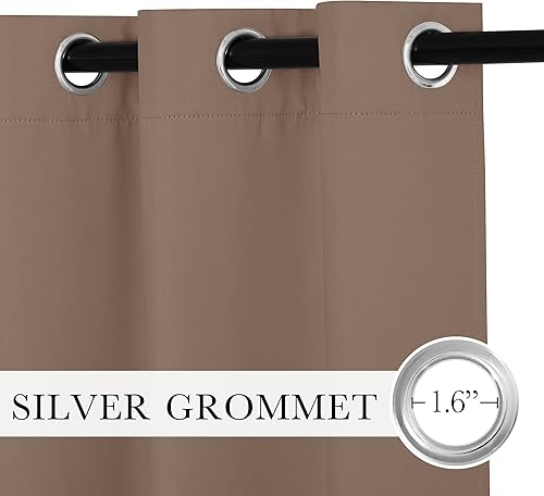 Miniatura 174 de RYB HOME Juego de 2 paneles de cortinas opacas grises de 63 pulgadas de largo, cortinas sólidas resistentes para oscurecer la habitación