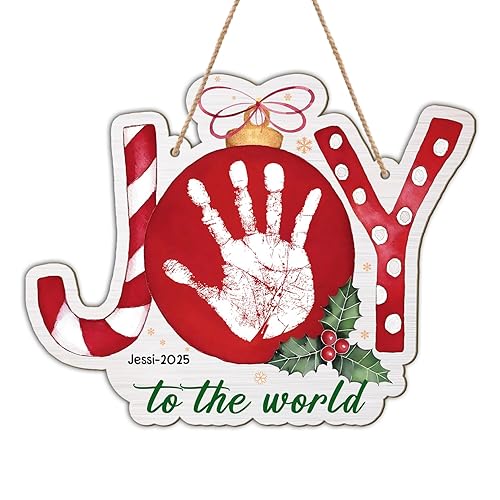 Joy to The World Christmas Handprint Art Sign Craft, Baby