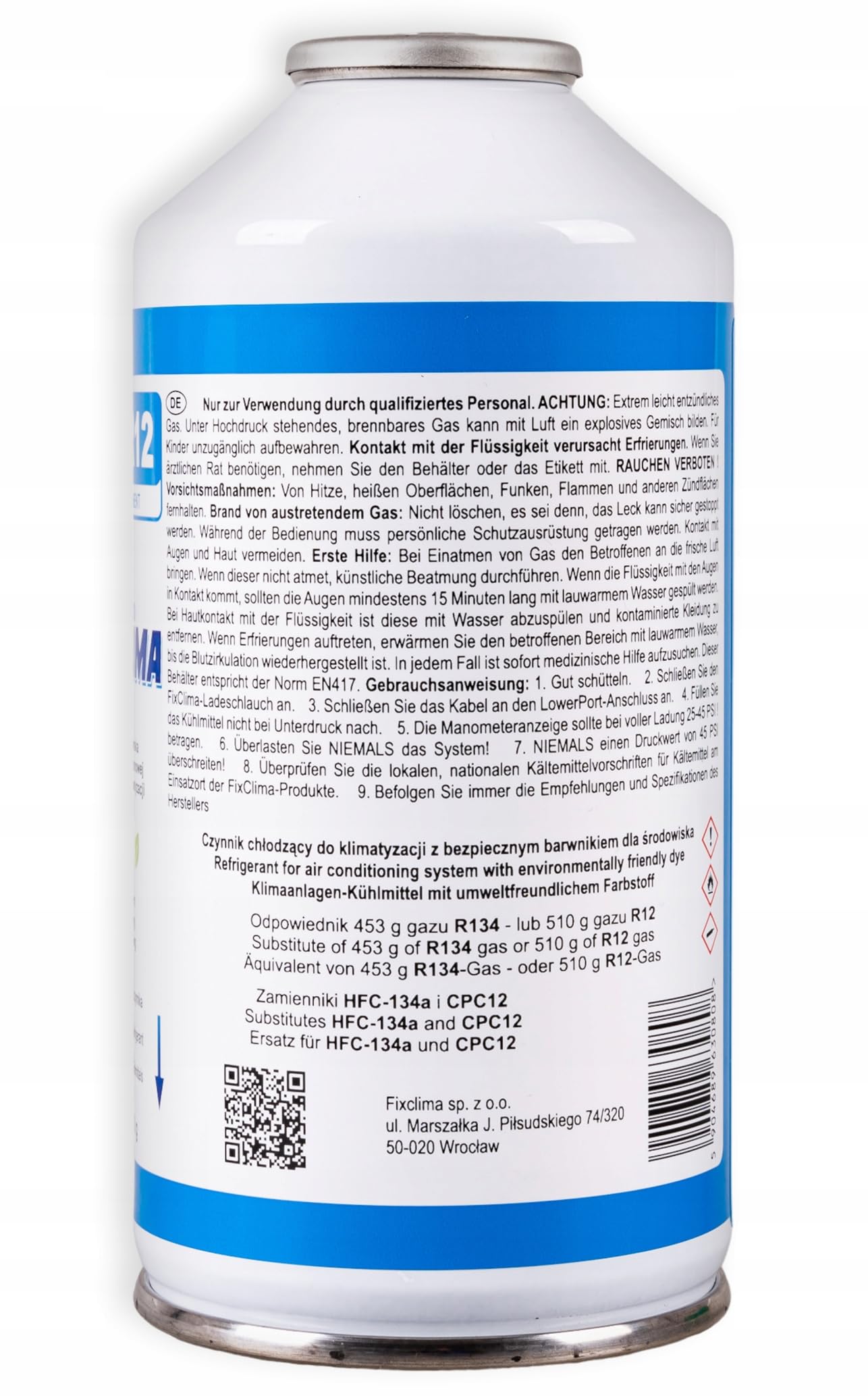 FixClima Klimaanlage Auto Nachfüllset R134a R12 Ersatz – 2x Kältemittel Gas (2x 170g) & Füllschlauch mit Manometer – für Fahrzeuge 1994-2016 – Inkl. Öl & Dichtungsmittel – DIY Klimaservice Set