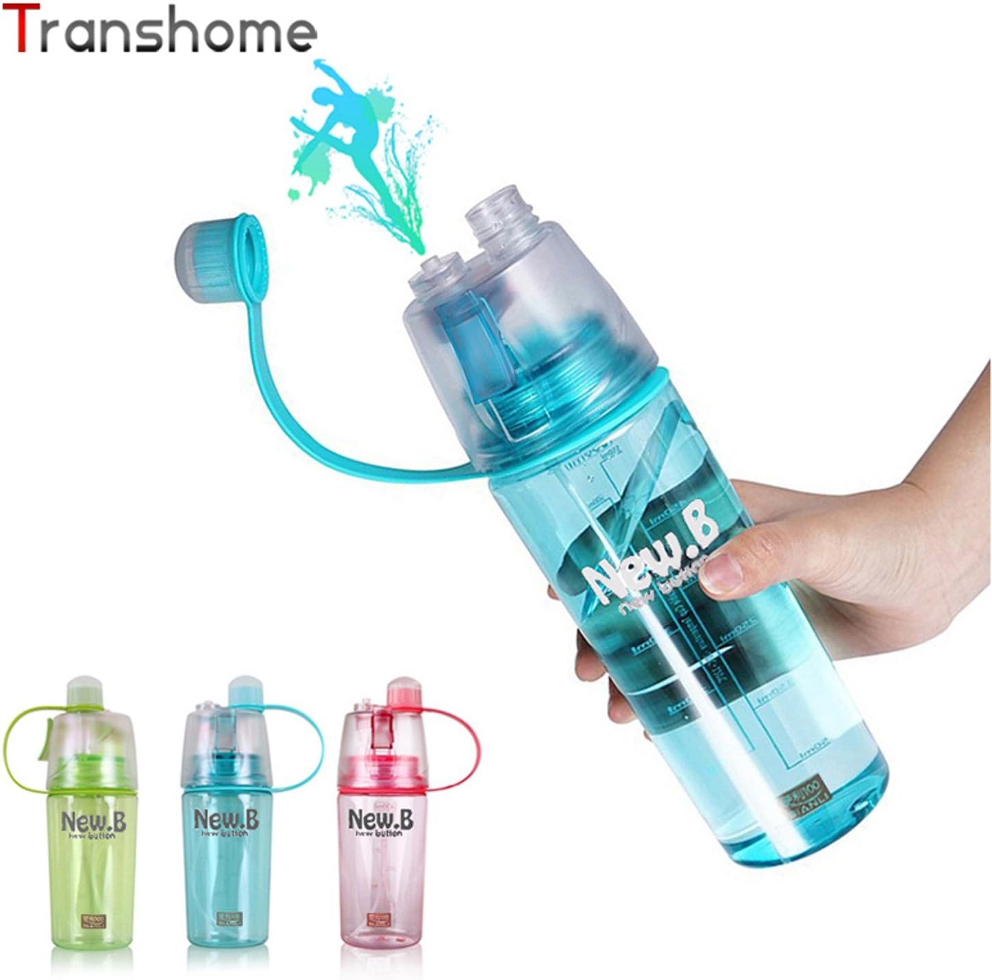 Spray Water Bottle For Sports Outdoor Dual-use Plastic Bottles For Water Fashion Drink ware 600ML