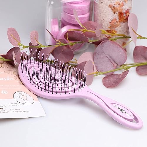 Miniatura 4 de Cepillo desenredante orgánico  Cepillos desenredantes sin tirones para cabello grueso y rizado natural  Cepillo de paja neutro para clima vegano