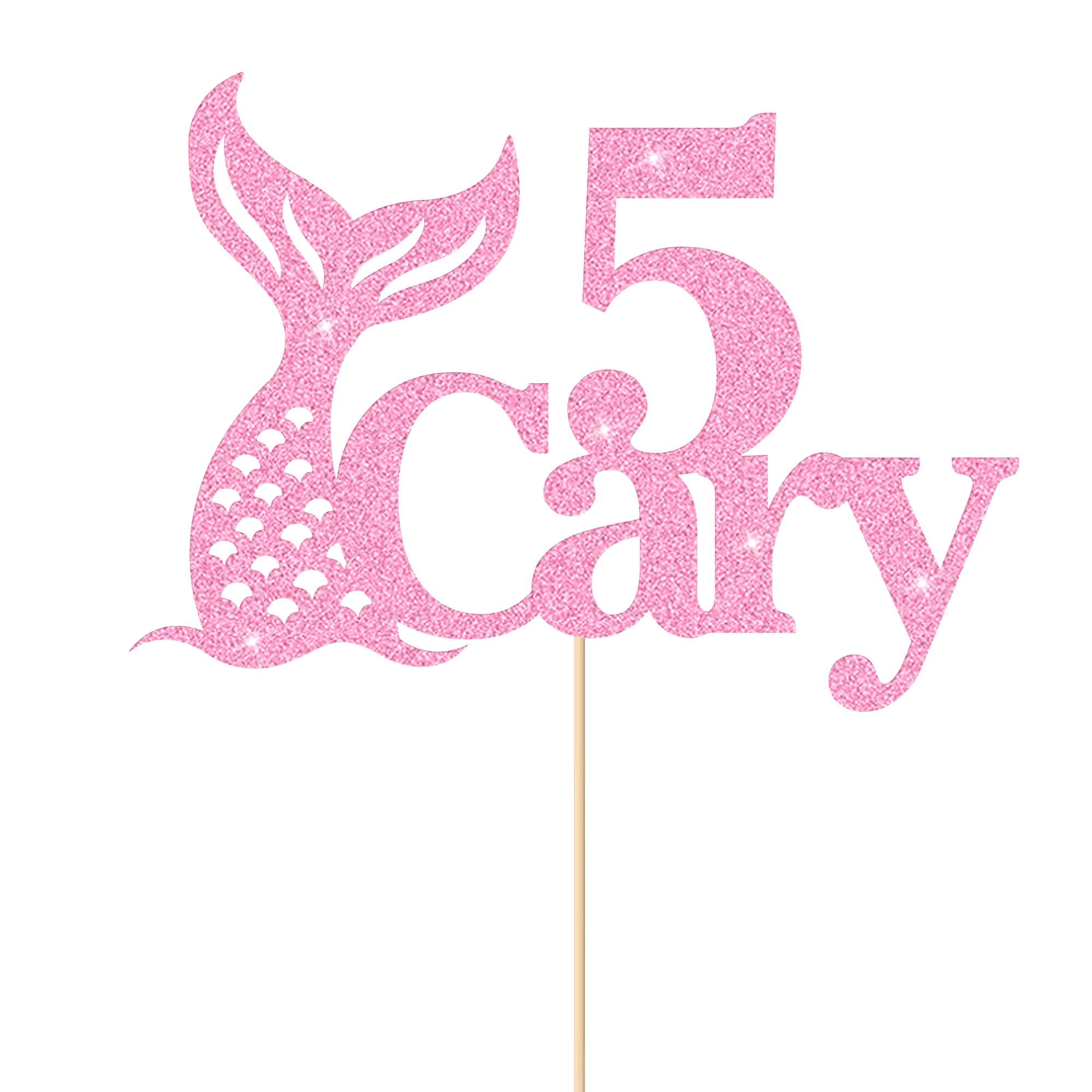 Personalised Cake Topper Mermaid Cake Topper Birthday Cake Toppers Cake Decoration with Any Name & Age 11 Colors Birthday DΓ©cor for 3th 5th 10th 12th 18th (Baby Pink)