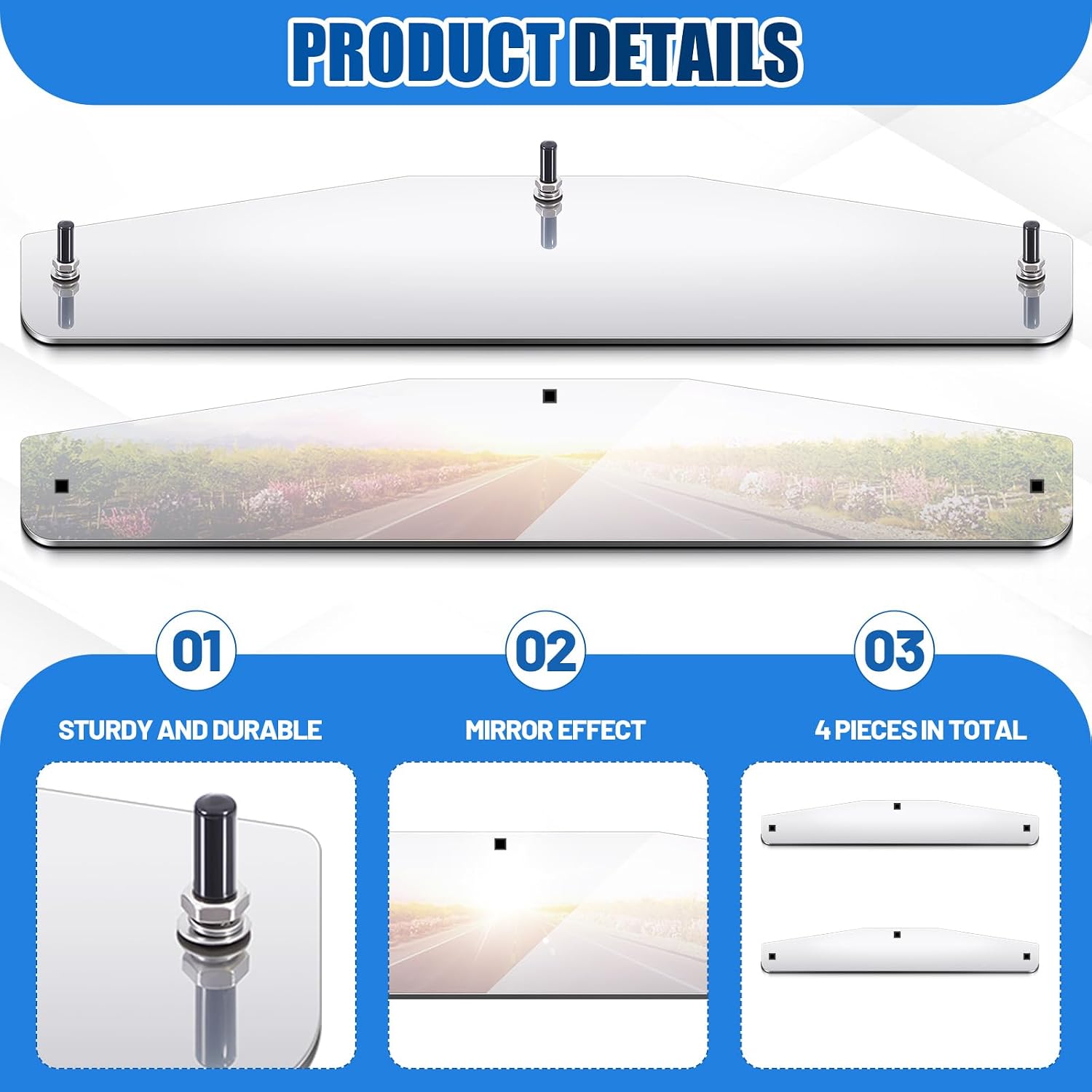 MorningRo 2 Pcs 4" x 24" Silver Mud Flap Weights for Semi Trucks Mirror Finish Stainless Steel with 3 Welded Studs