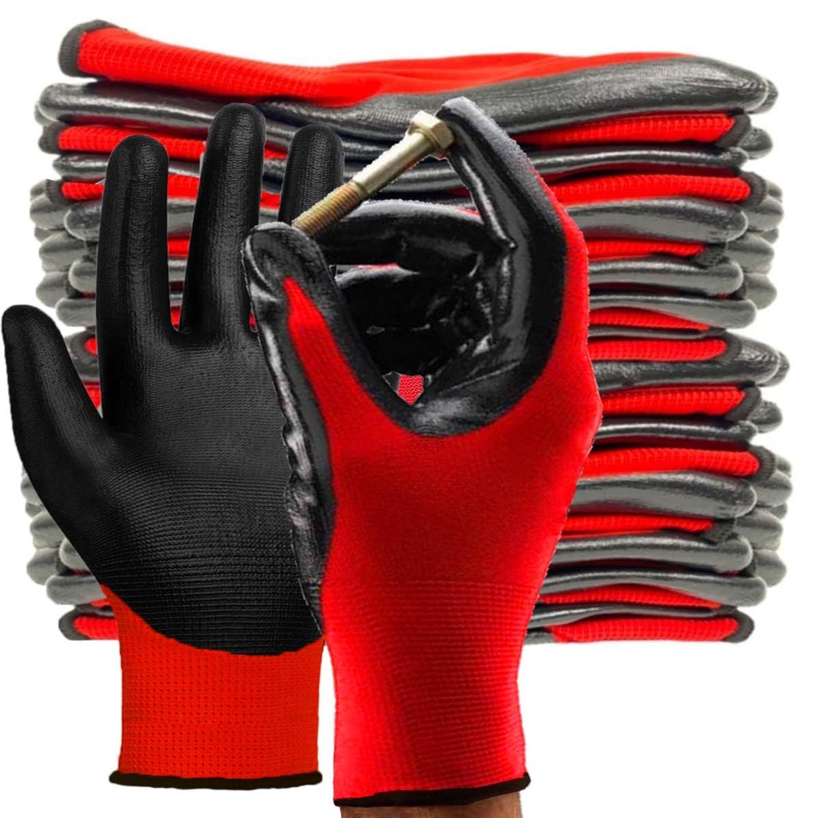 PROGANDA 6 works Gardening Gloves, Nitrile Coated Work Gloves, Garden/Logistics/Assembly/Utilities & Public Works