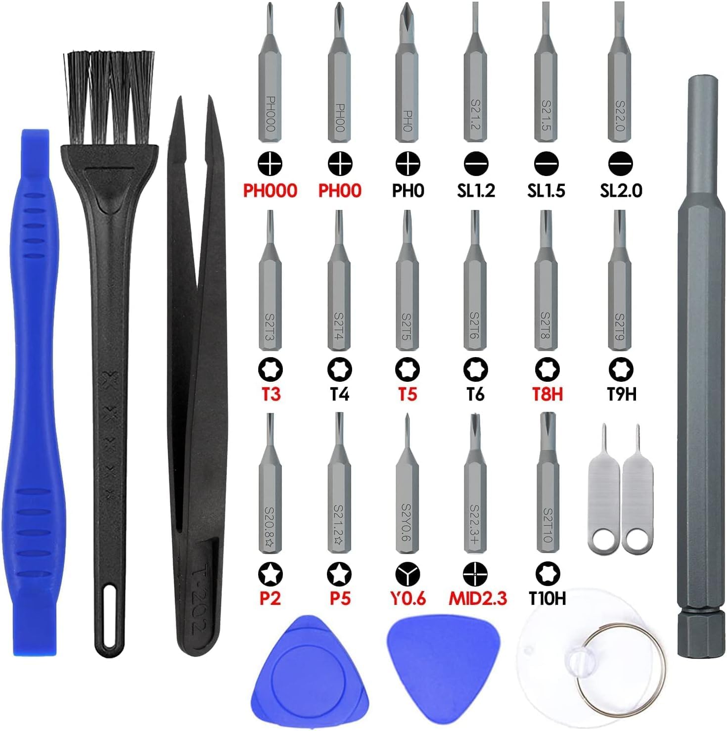 Macbook Screwdriver 26pcs Macbook Pro Repair Tool Kit P5 Pentalobe, T5 Torx Screwdriver w Spudger for MacBook Pro & MacBook Air with Retina Display, Y000 / Y0.6mm iPhone Xbox PS4 Repair Screwdriver