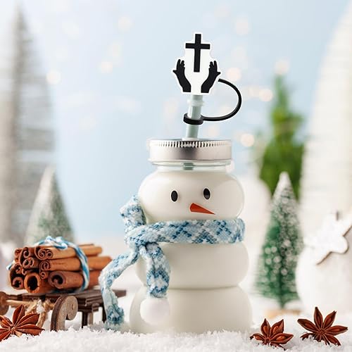 Miniatura 8 de Fundas de paja de Jesús de silicona, tapa de paja de Jesús, adornos cristianos para popote de 0.315 in para vaso Stanley Cup de 30 y 40 onzas,