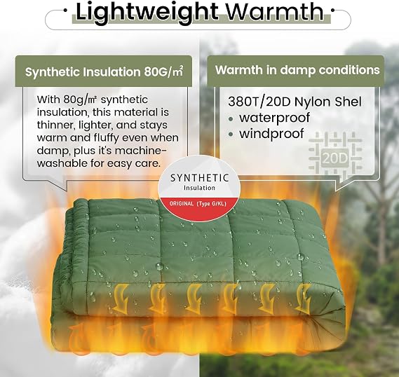 OneTigris Camping Blanket Poncho, Wearable Hoodie Blanket for Outdoors